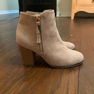 Brown suede booties